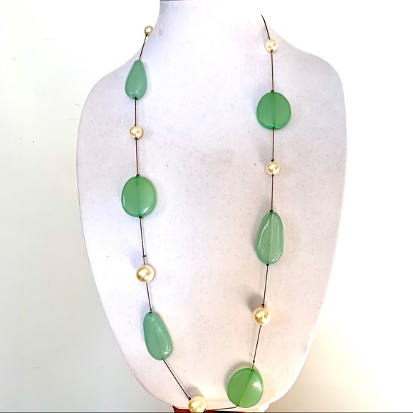 Jewelry - Pearl & Seafoam Green Long Necklace